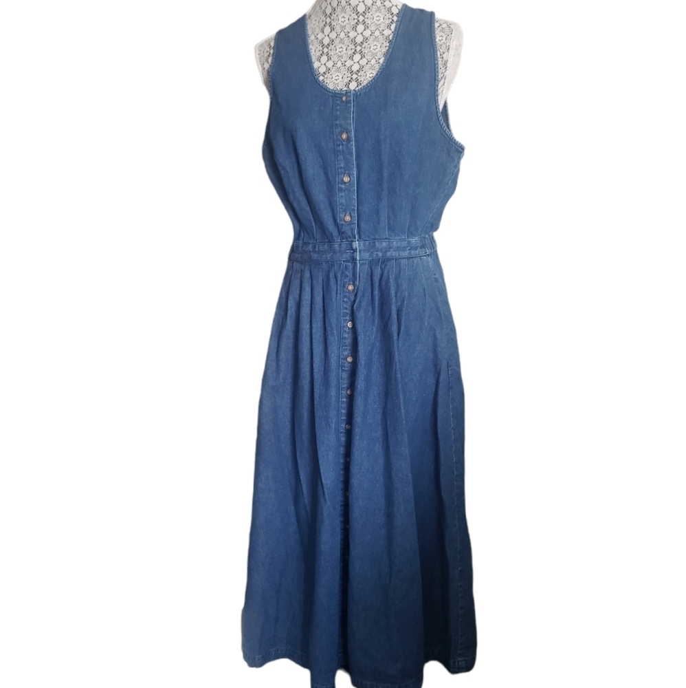 Eddie Bauer Cottagecore Blue Denim Dress